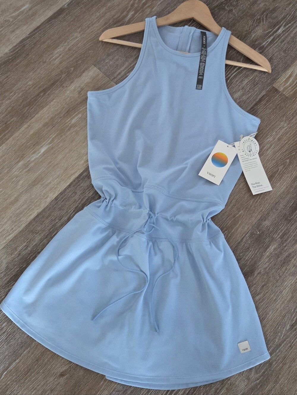 Vuori Daily Tennis Dress NWT Surf Blue Drawstring Built In Shorts Pickleball - Picture 14 of 16